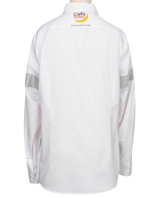 Gas Station Women Attendant Shirt-Work Uniform with Reflective Sleeve Strips-Professional Safety Shirt