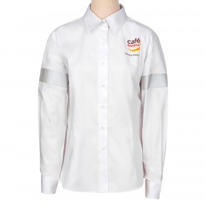 Gas Station Women Attendant Shirt-Work Uniform with Reflective Sleeve Strips-Professional Safety Shirt