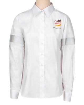 Gas Station Women Attendant Shirt-Work Uniform with Reflective Sleeve Strips-Professional Safety Shirt