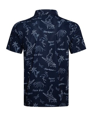 Fast Dry Soft Touch Men's Golf Polo Shirt-Paradise Beach Theme