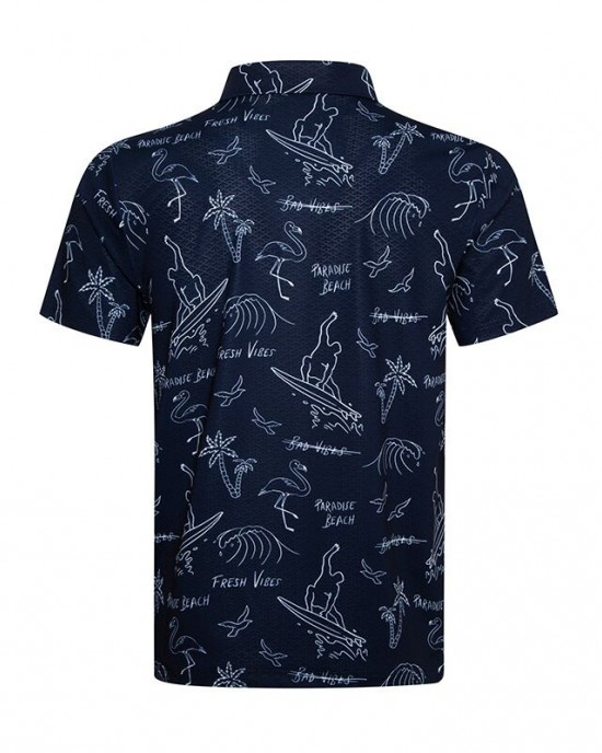 Fast Dry Soft Touch Men's Golf Polo Shirt-Paradise Beach Theme Fast Dry Soft Touch Men's Golf Polo Shirt-Paradise Beach Theme